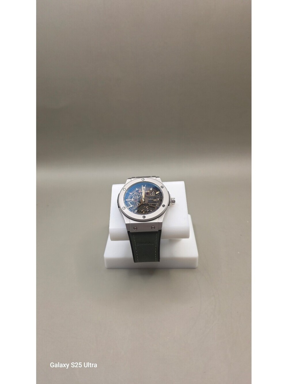 FORRAD C293 Quartz 43mm Skeleton Men's Watch Green Leather